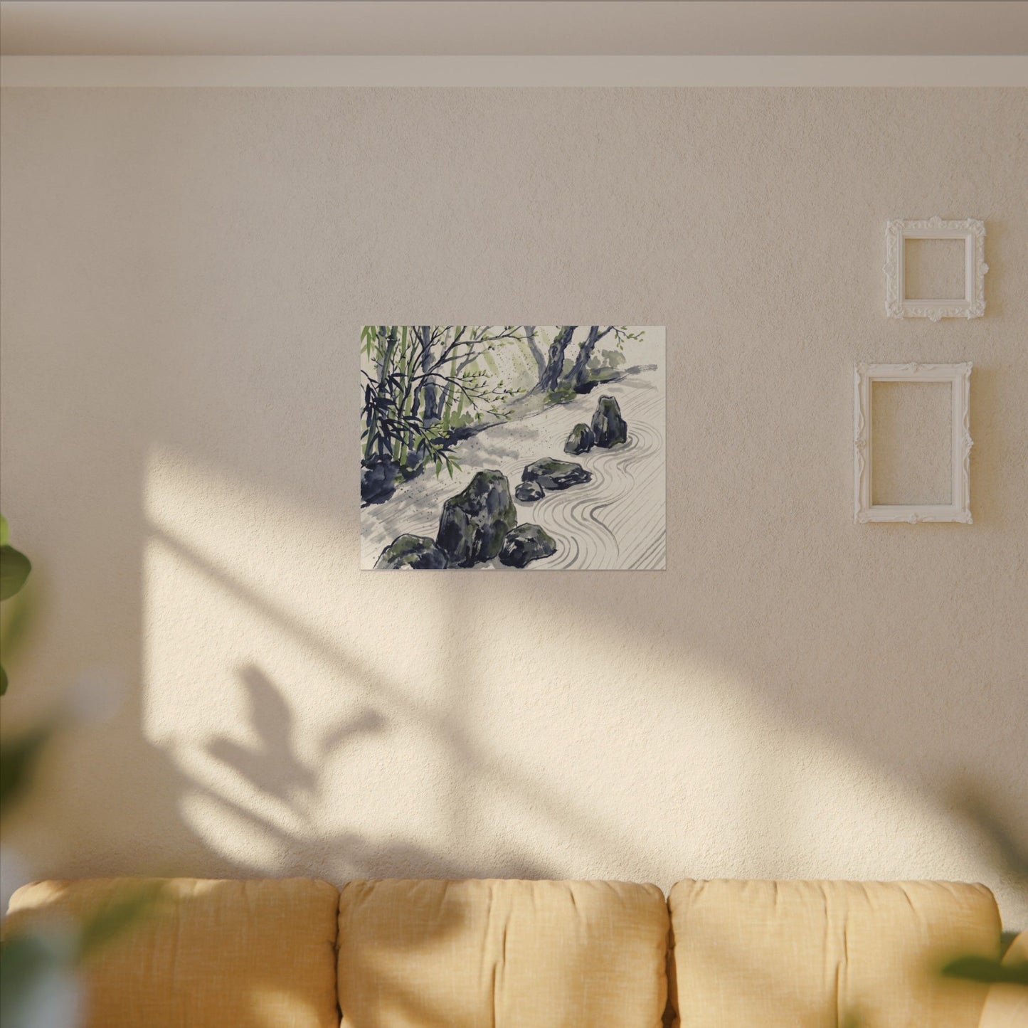 Dappled Rock Garden Canvas Art - Zen Mono No Aware