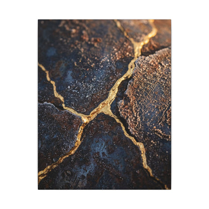 Winter Rust Patina Gold Vein Canvas Art | Resilient Decor