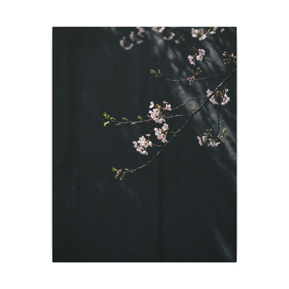 Cherry Blossom Spring Canvas Art | Dark Japandi Sophisticated Design
