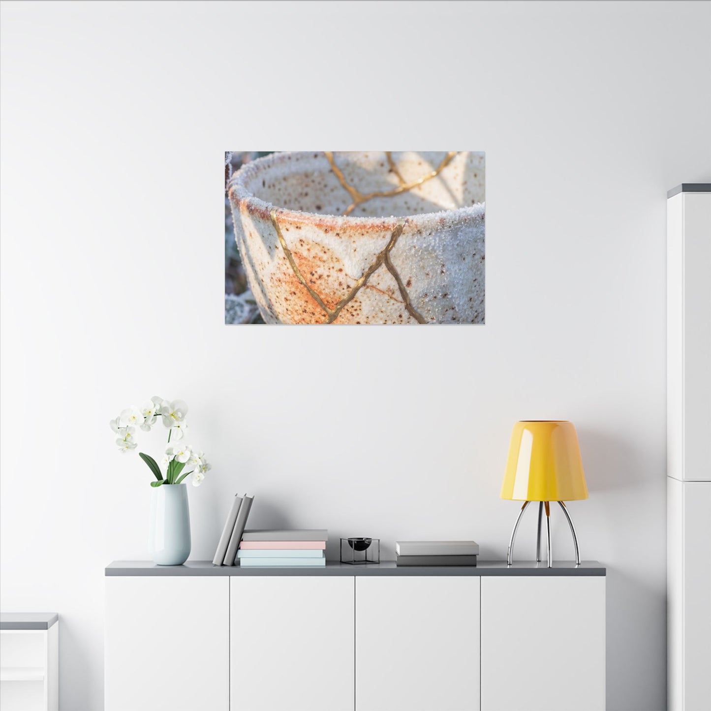 Resilient Ceramic Bowl Canvas Art - Gold Vein Kintsugi