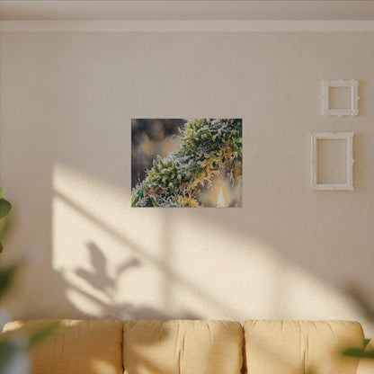 Winter Moss Close Up Watercolor Canvas Art | Neutral Decor