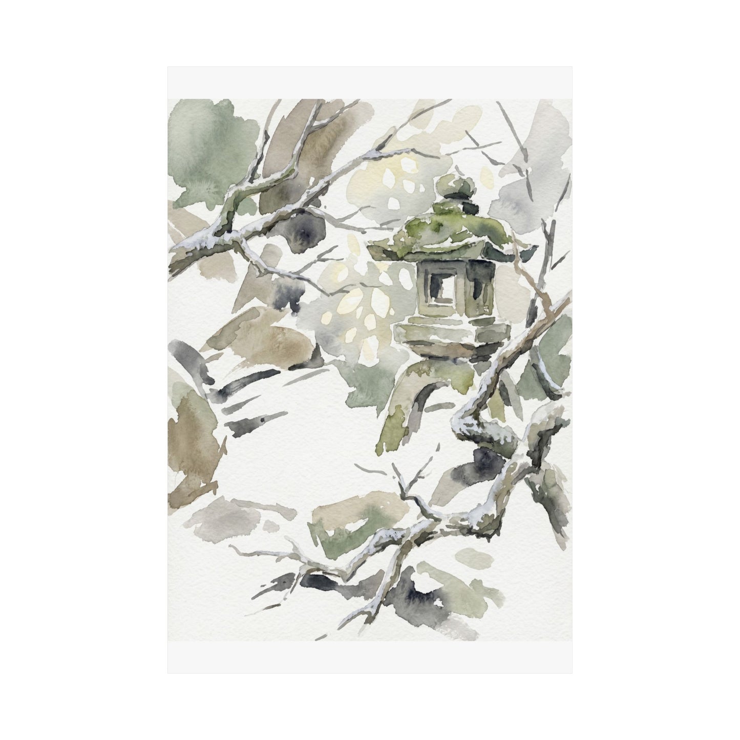 Dappled Stone Lantern Wall Art Print - Japandi Ma