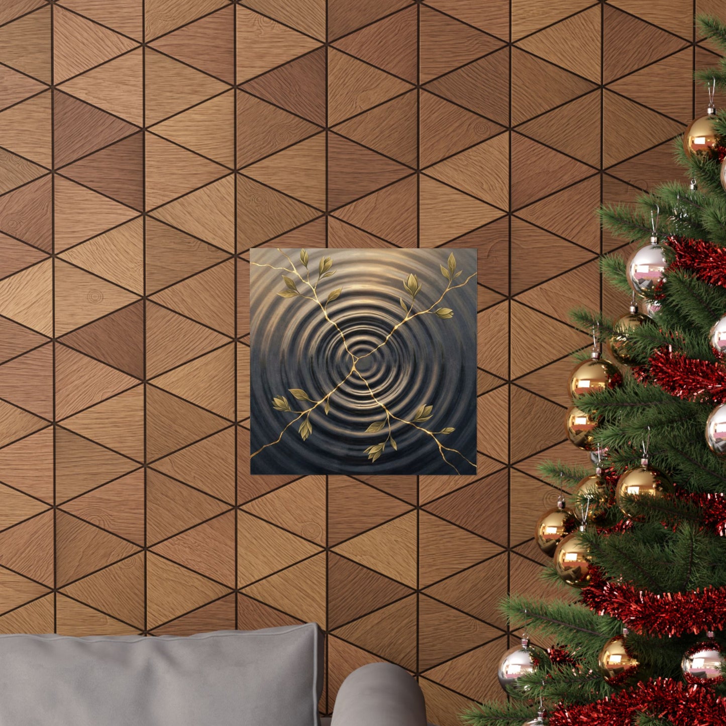 Kanso Water Ripple Wall Art Print - Kintsugi Gold Vein