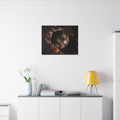 Ceramic Bowl Canvas Art | Autumn Dark Japandi Dark Texture Art