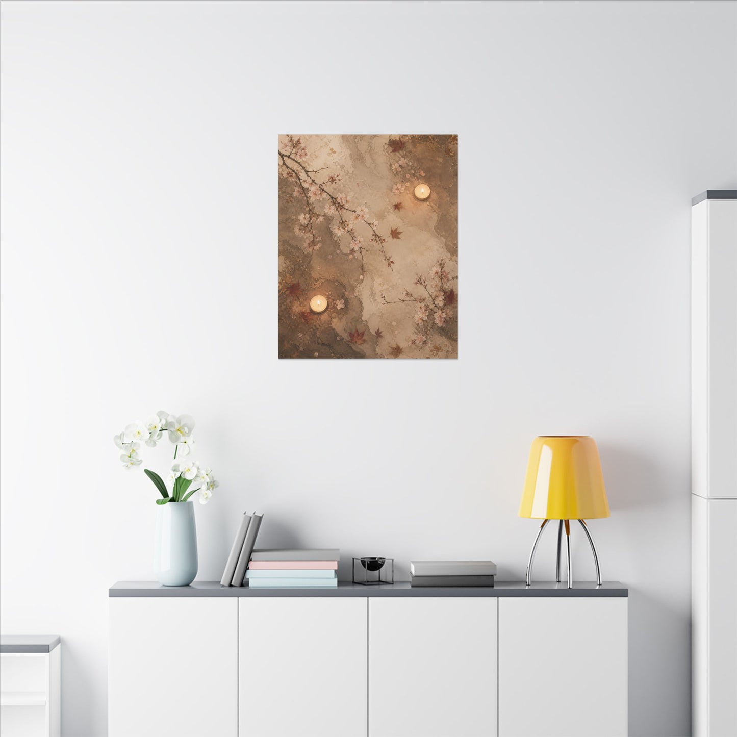 Cherry Blossom Canvas Art | Autumn Japandi Japanese Pattern Art