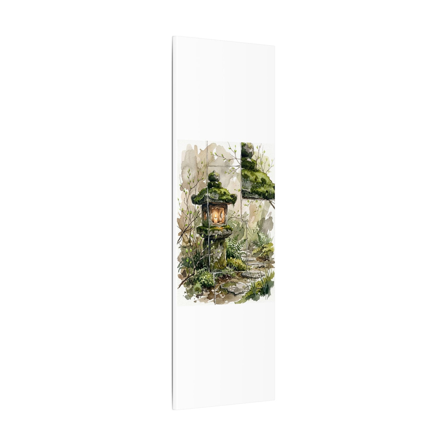 Stone Lantern Watercolor Canvas Art | Elegant Japandi Art