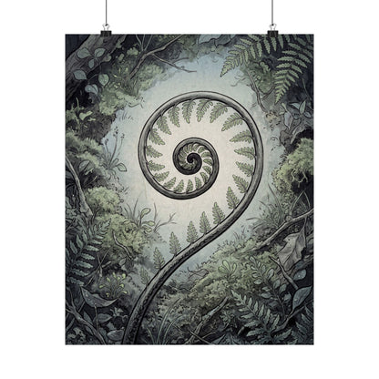 Fern Unfurling Ukiyo E Inspired Wall Art Print | Contemplative Zen Art Art Print