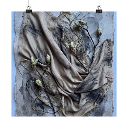 Japandi Silk Drape in Moonlight | Texture Wall Art Print Art Print