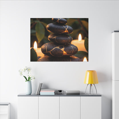 Summer River Stones Gold Vein Canvas Art | Philosophical Decor