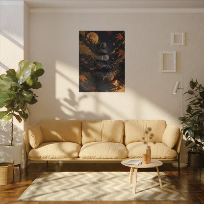 River Stones Autumn Canvas Art | Kintsugi Artful Design
