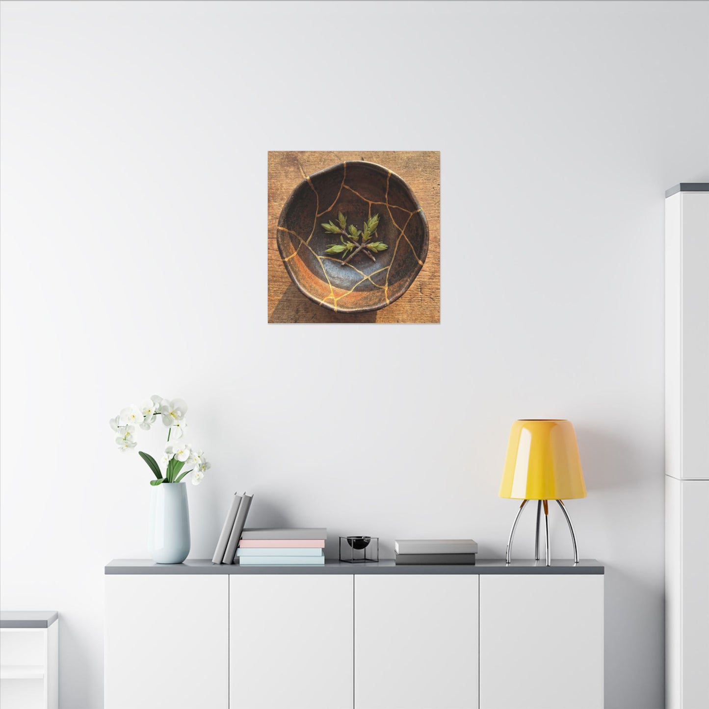 Ceramic Bowl Gold Repair Canvas Art | Resilient Kintsugi Art