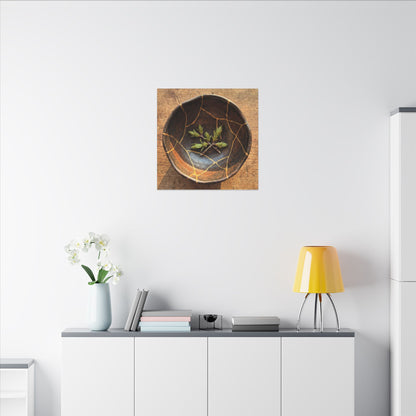 Ceramic Bowl Gold Repair Canvas Art | Resilient Kintsugi Art