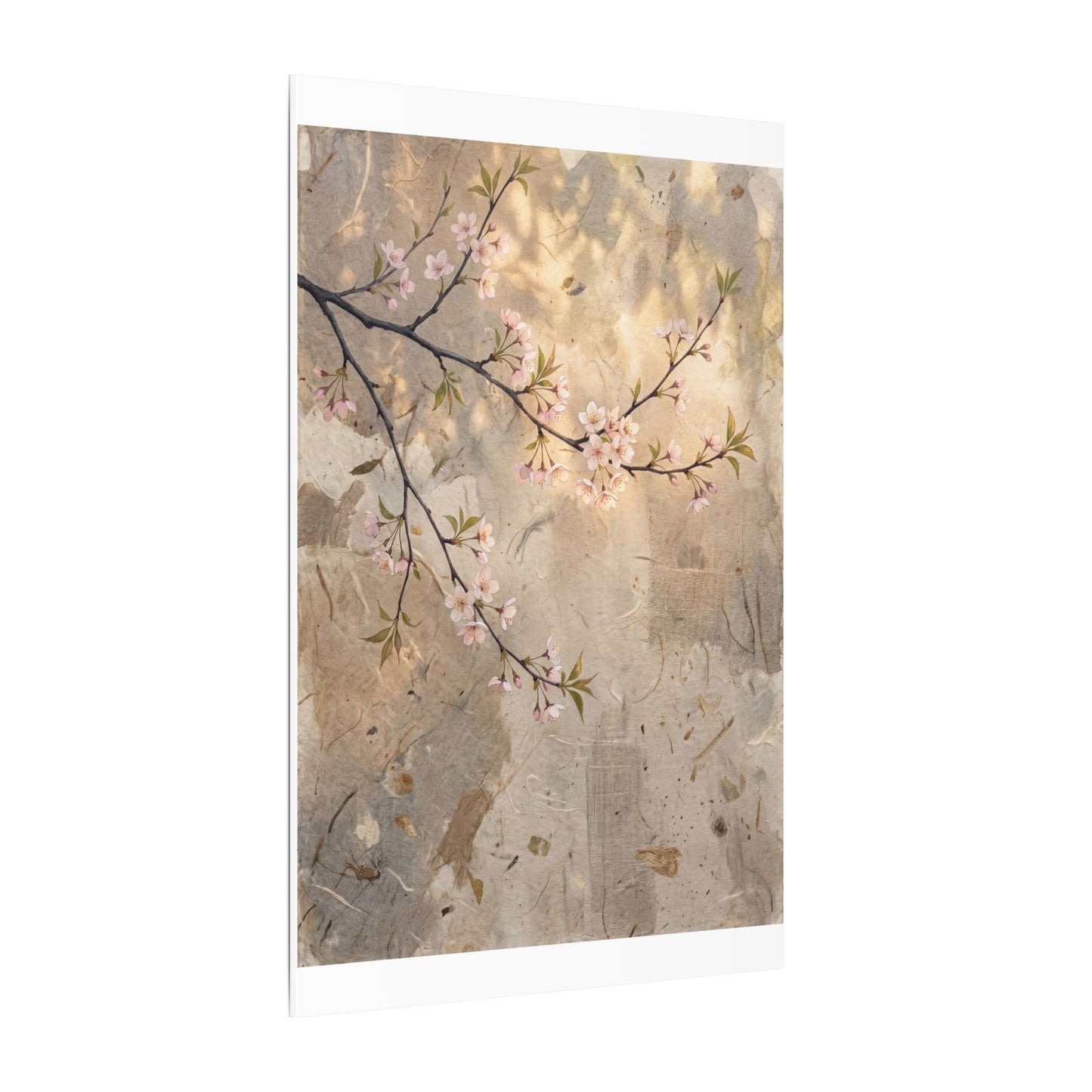 Summer Cherry Blossom Texture Canvas Art | Neutral Decor