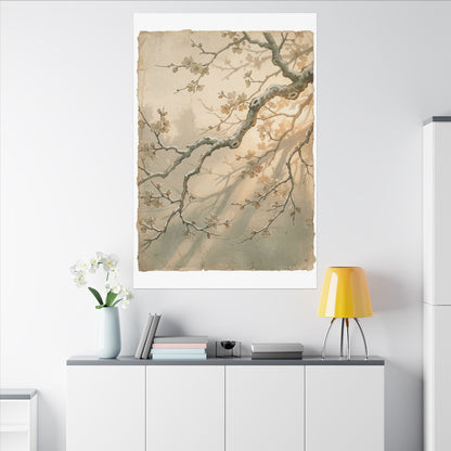 Cherry Blossom Canvas Art | Winter Japandi Japanese Pattern Art