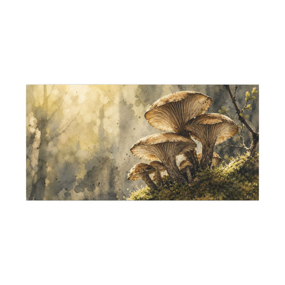 Wild Mushrooms Canvas Art | Spring Japandi Watercolor Art