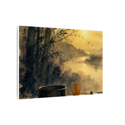 Tea Ceremony Sumi E Canvas Art | Contemplative Zen Art