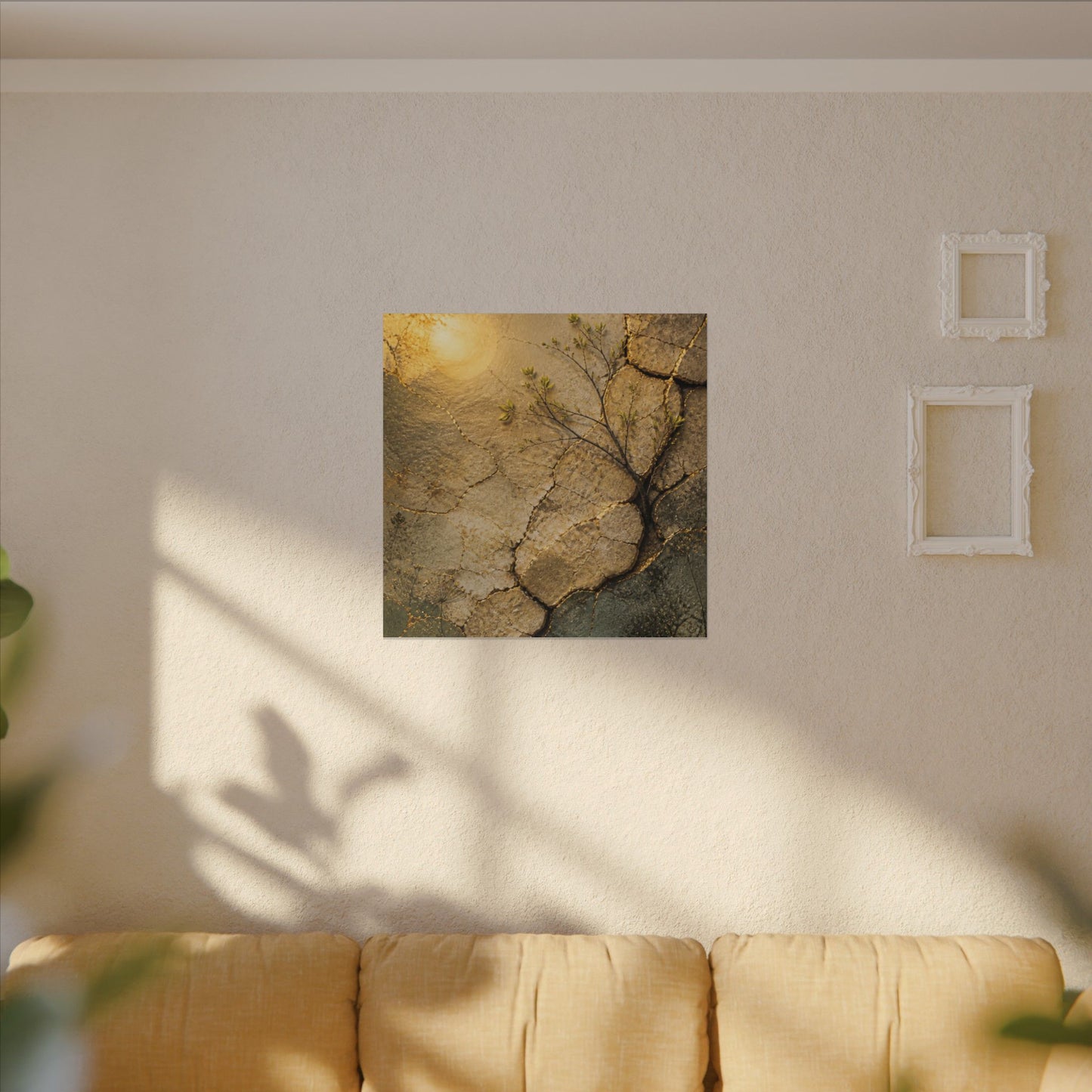 Cracked Earth Spring Canvas Art | Japandi Warm Design