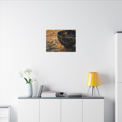 Golden Hour Cracked Earth Canvas Art - Kintsugi Fukinsei