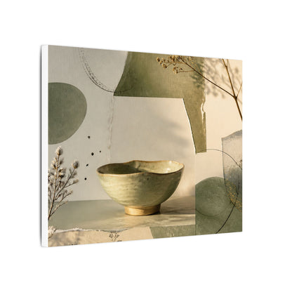 Warm Ceramic Bowl Canvas Art - Minimal Line Japandi