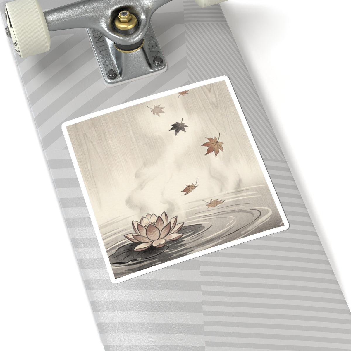 Tranquil Lotus Flower Sticker - Ukiyo E Inspired Zen Art Print