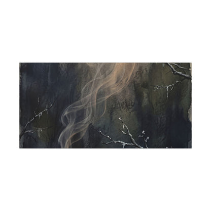 Incense Smoke Winter Canvas Art | Dark Japandi Moody Design