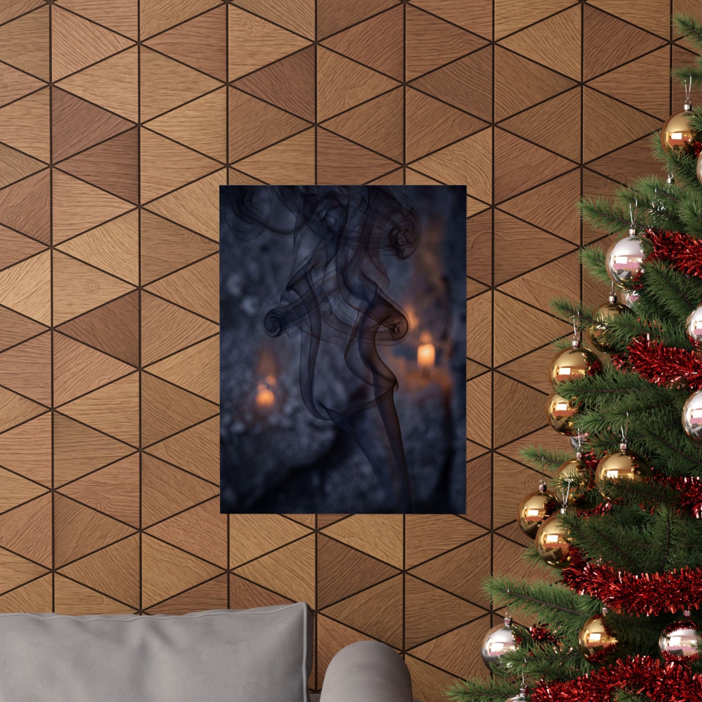 Bold Incense Smoke Wall Art Print - Shadow Zen Dark Japandi