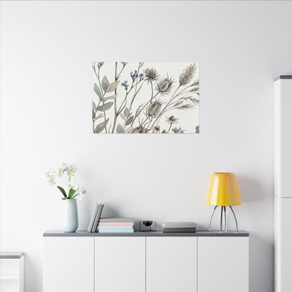 Dried Flowers Canvas Art | Summer Japandi Watercolor Art