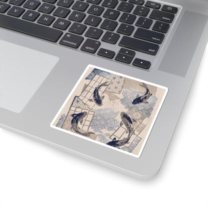 Koi Pond Sticker | Winter Japandi Japanese Pattern Art