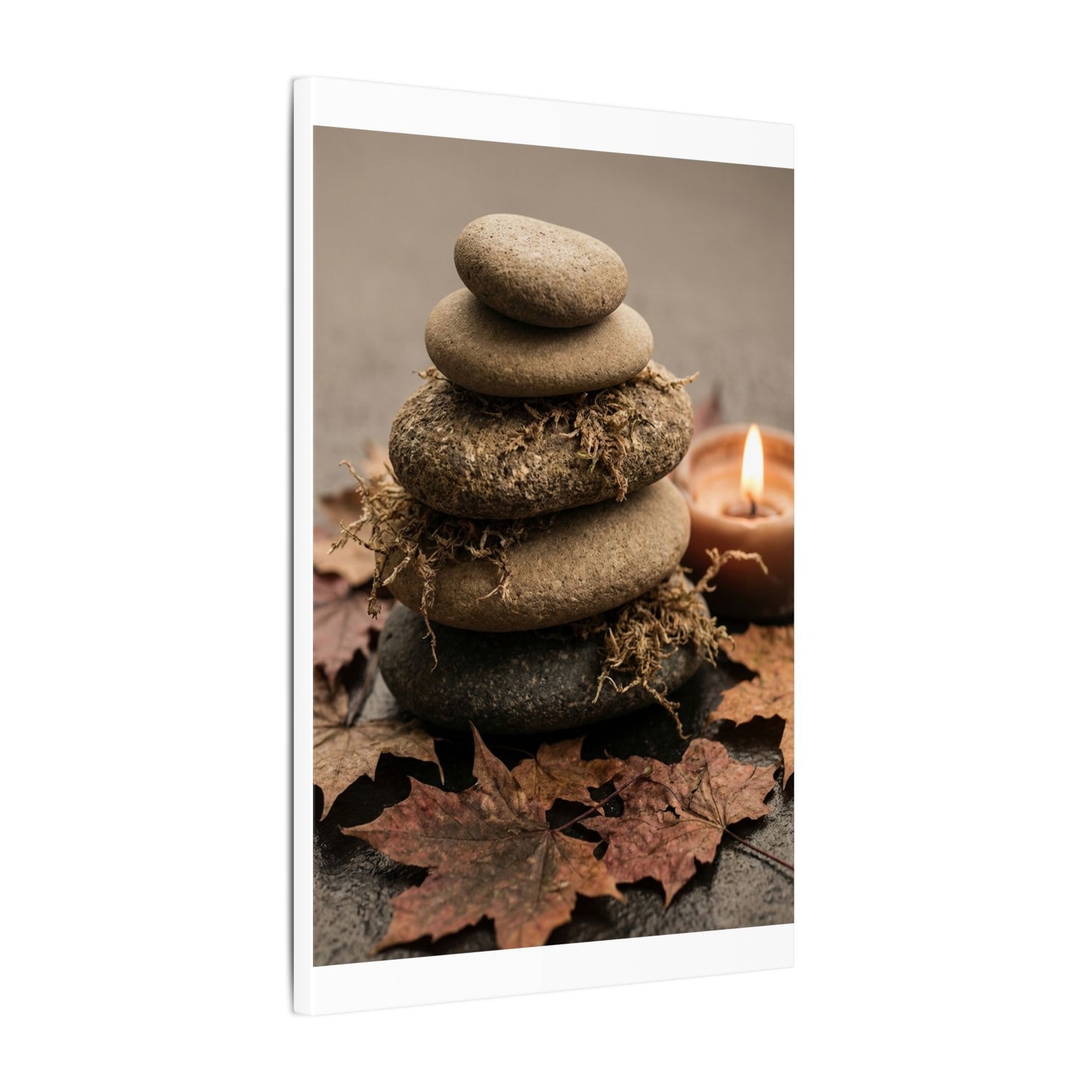 River Stones Canvas Art | Autumn Japandi Texture Art