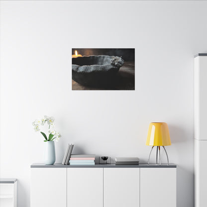 Ceramic Bowl Canvas Art | Winter Dark Japandi Shadow Zen Art