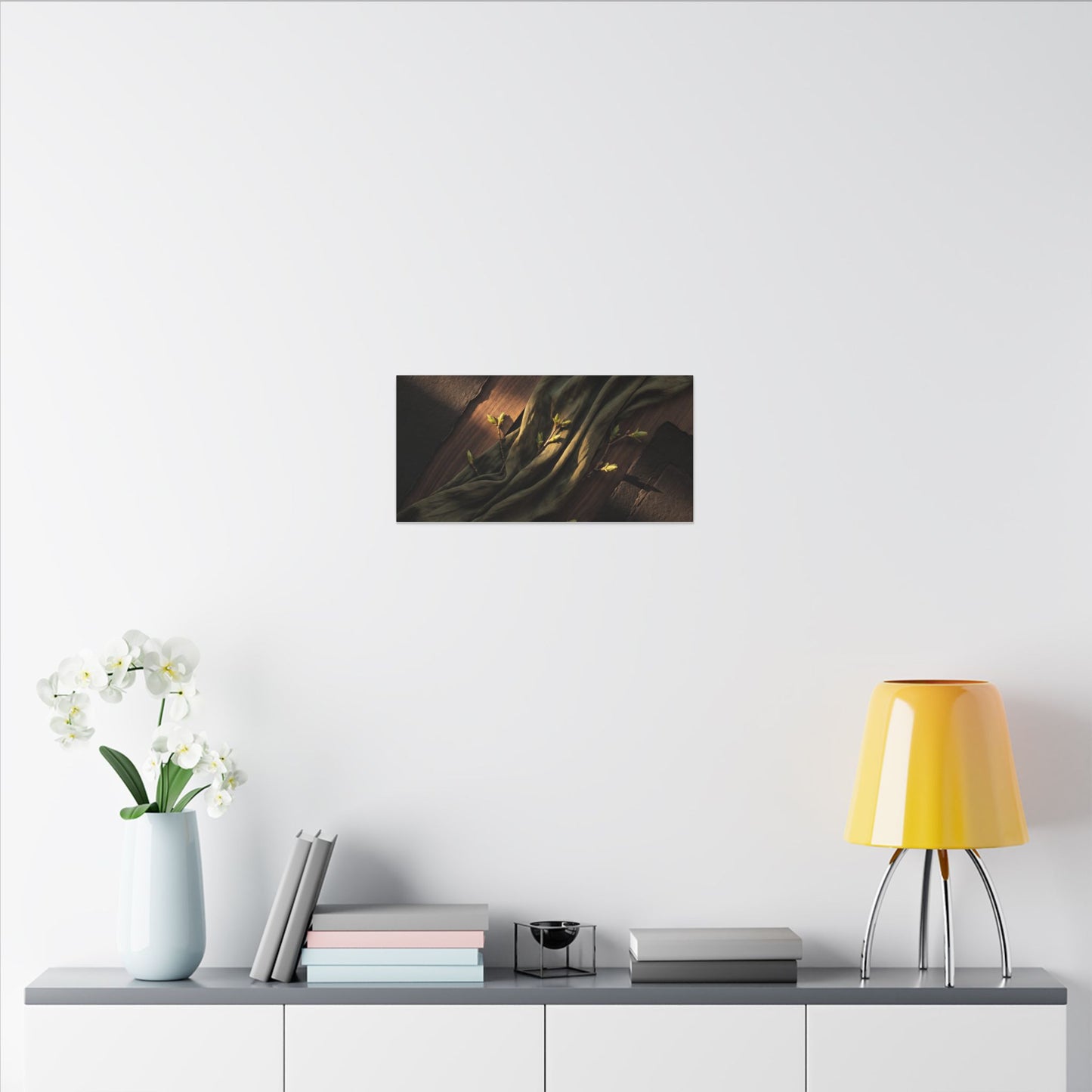 Silk Drape Canvas Art | Spring Dark Japandi Dark Texture Art