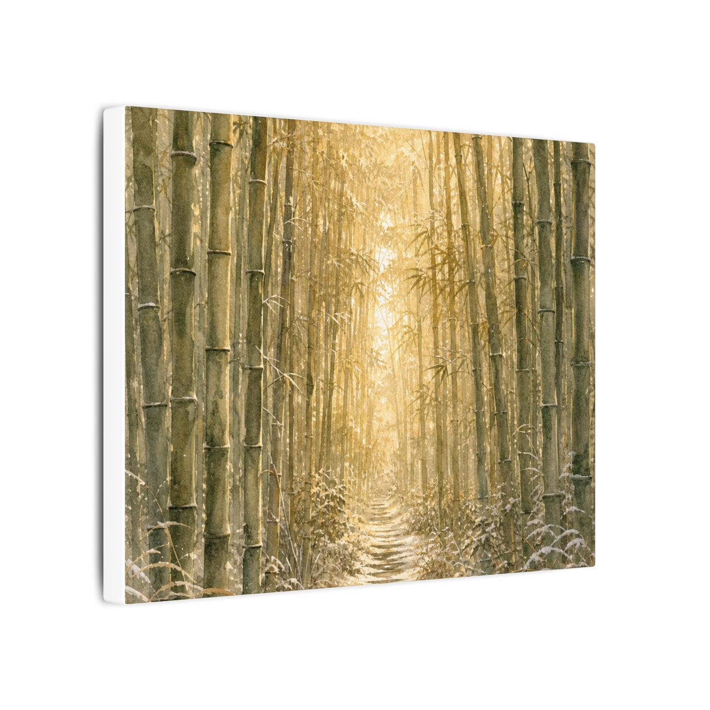 Bamboo Grove Winter Canvas Art | Japandi Elegant Design