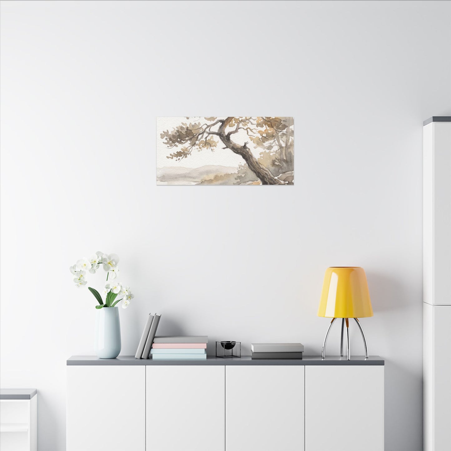 Pine Tree Watercolor Canvas Art | Elegant Japandi Art