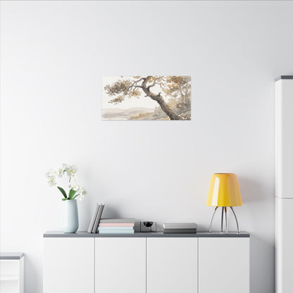 Pine Tree Watercolor Canvas Art | Elegant Japandi Art