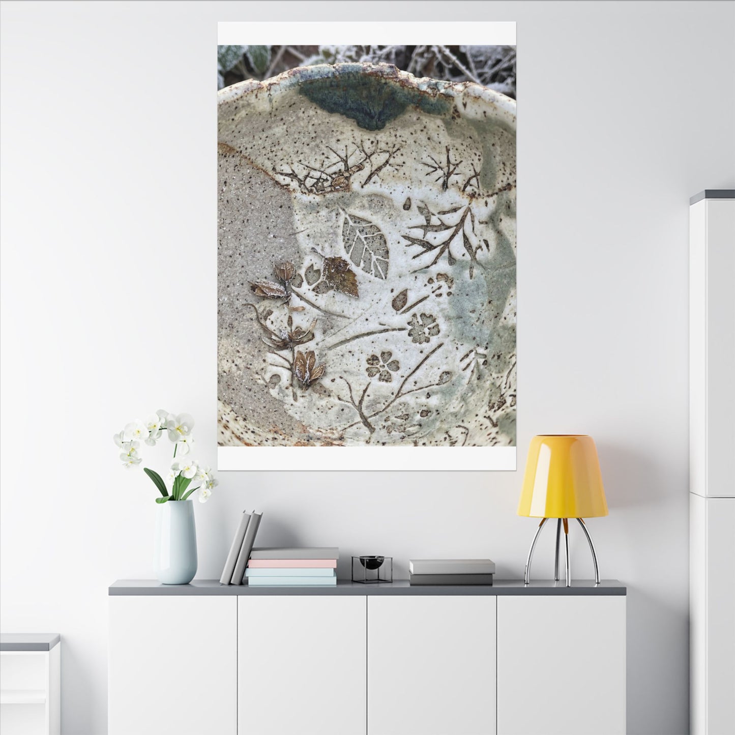 Ceramic Bowl Winter Canvas Art | Japandi Earthy Design