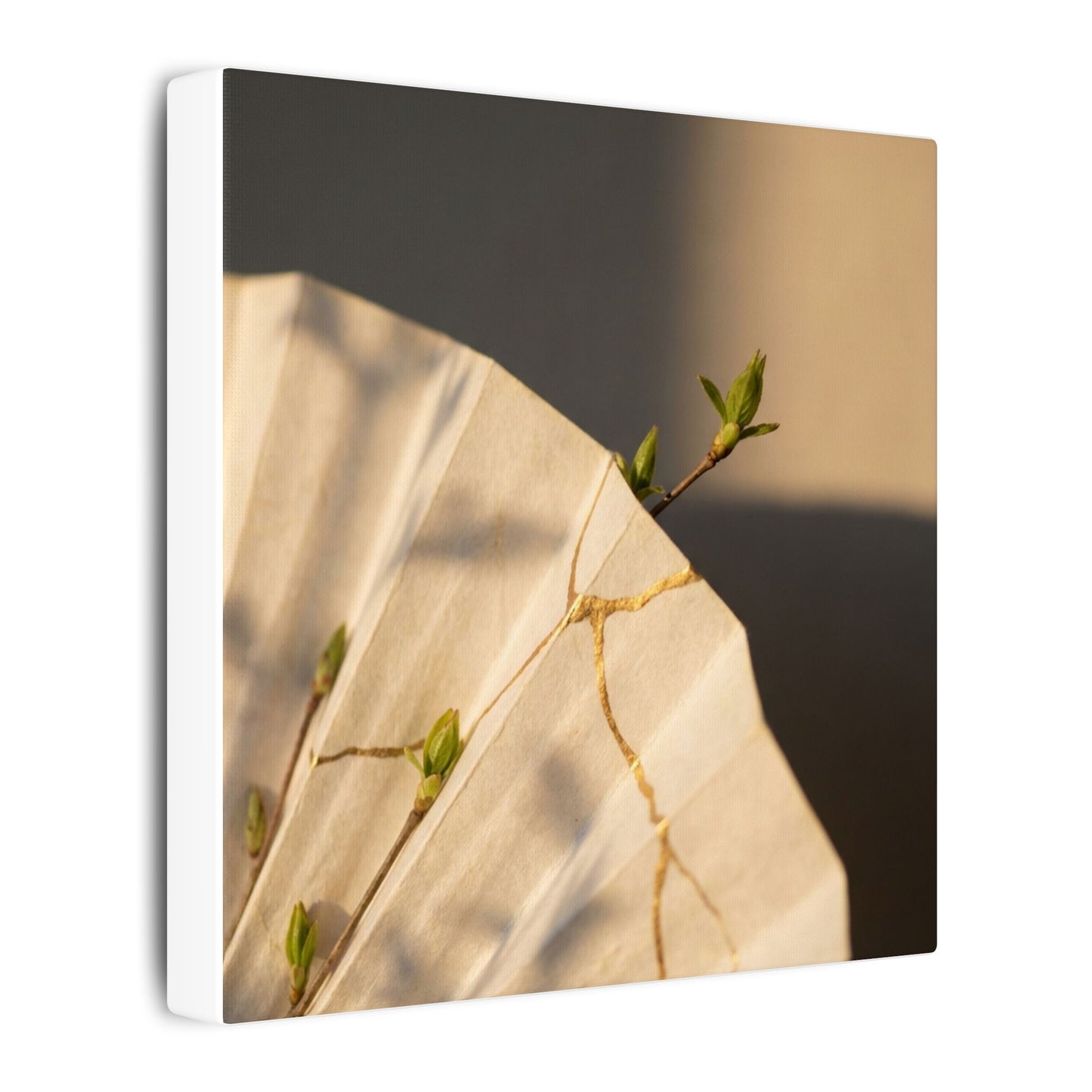 Paper Fold Gold Vein Canvas Art | Healing Kintsugi Art