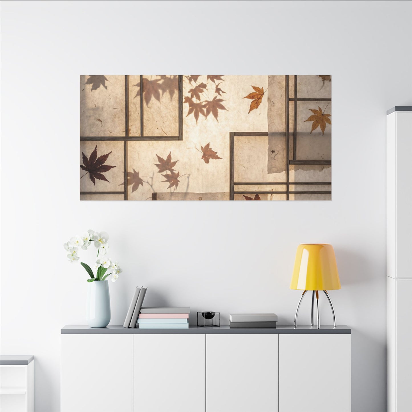 Shoji Screen Japanese Pattern Canvas Art | Neutral Japandi Art