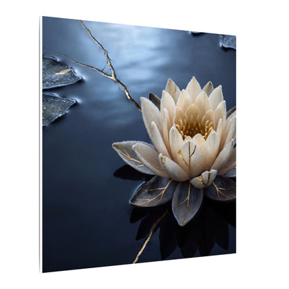 Beautiful Lotus Flower Canvas Art - Gold Vein Kintsugi