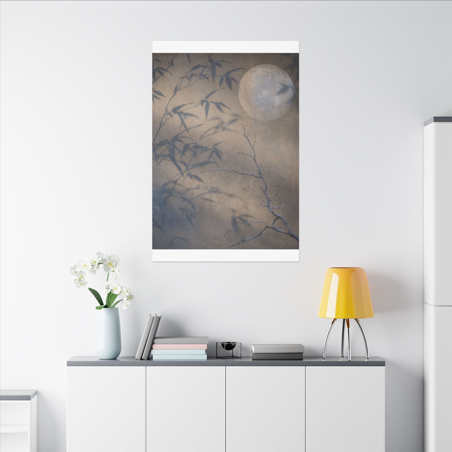 Shadow Play Canvas Art | Winter Japandi Japanese Pattern Art