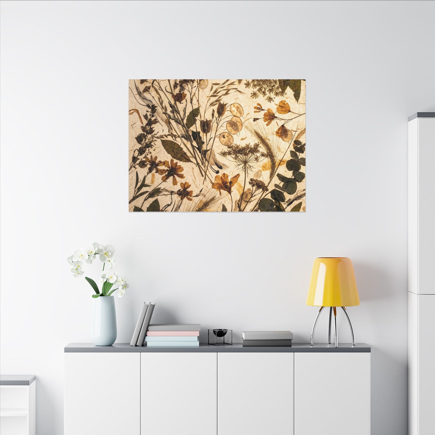 Dried Flowers Summer Canvas Art | Japandi Neutral Design