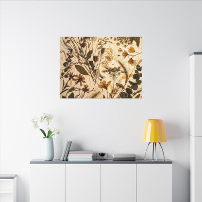 Dried Flowers Summer Canvas Art | Japandi Neutral Design