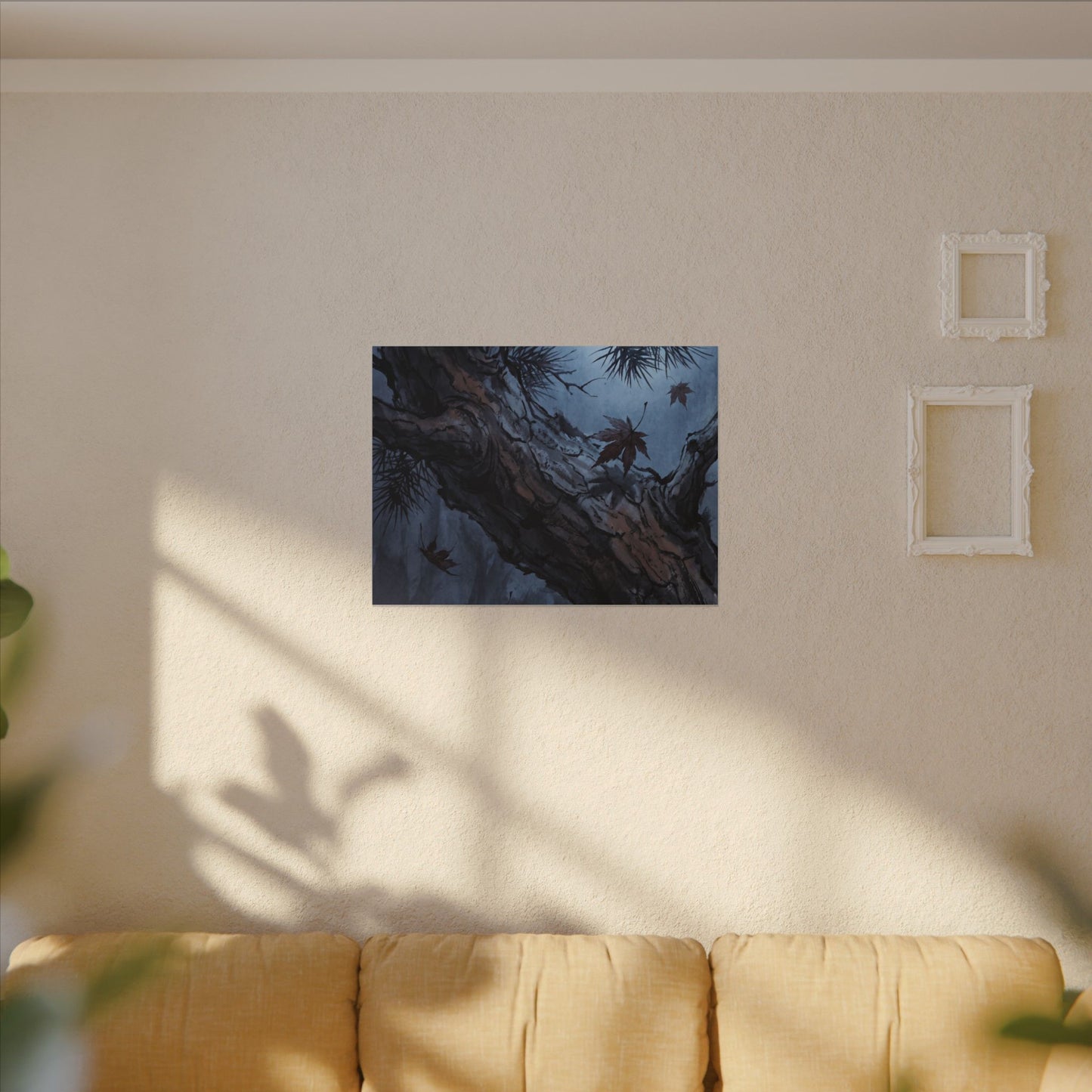 Atmospheric Pine Tree Canvas Art - Shadow Zen Dark Japandi