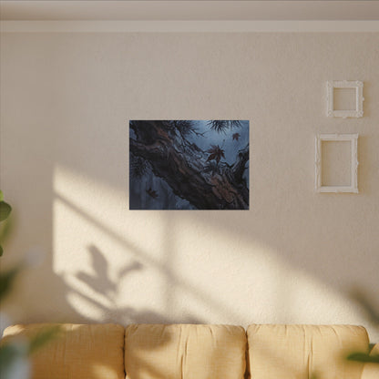 Atmospheric Pine Tree Canvas Art - Shadow Zen Dark Japandi