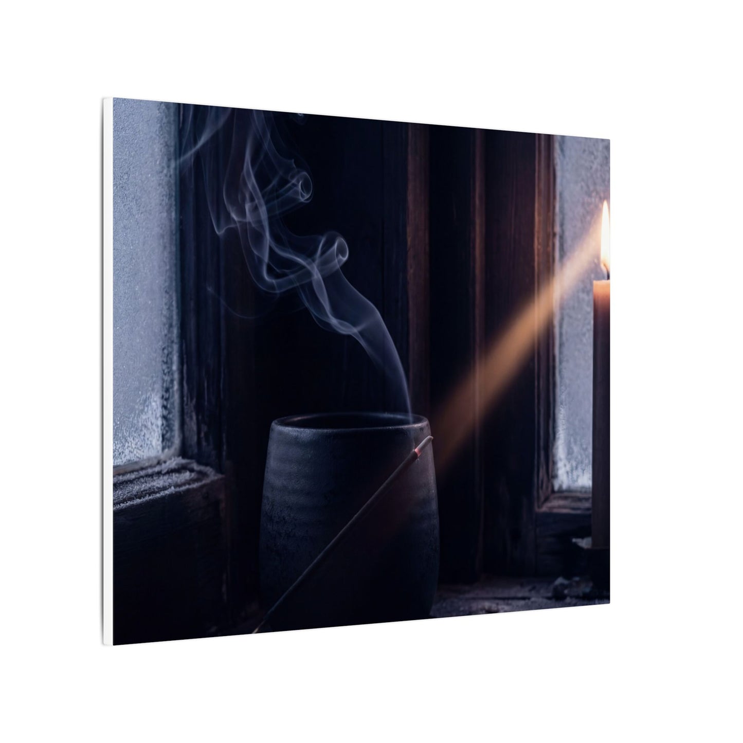 Incense Smoke Winter Canvas Art | Dark Japandi Sophisticated Design