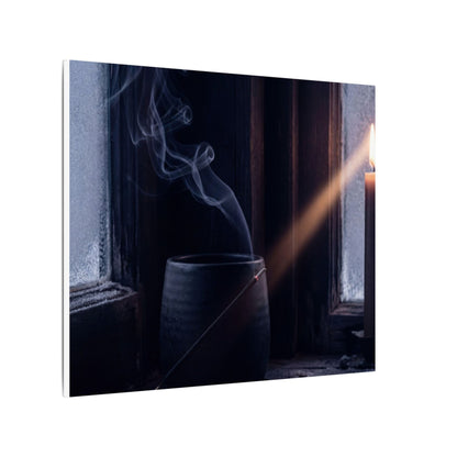 Incense Smoke Winter Canvas Art | Dark Japandi Sophisticated Design