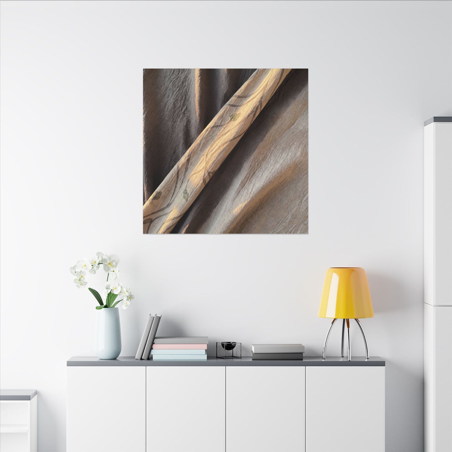 Warm Silk Drape Canvas Art - Japanese Pattern Japandi