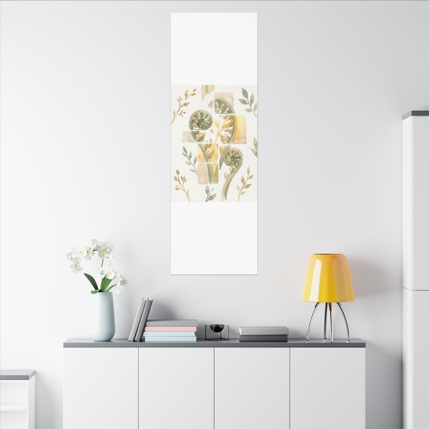 Earthy Fern Unfurling Canvas Art - Watercolor Japandi