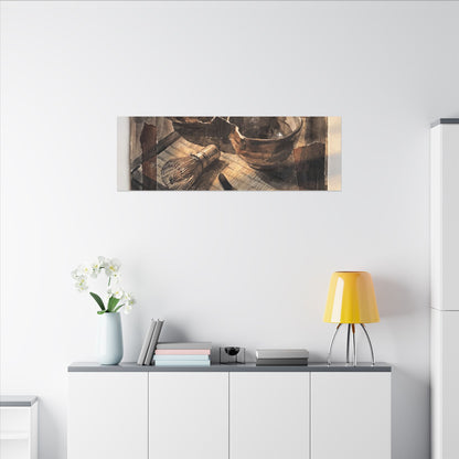 Tea Ceremony Charcoal Ink Canvas Art | Luxurious Dark Japandi Art