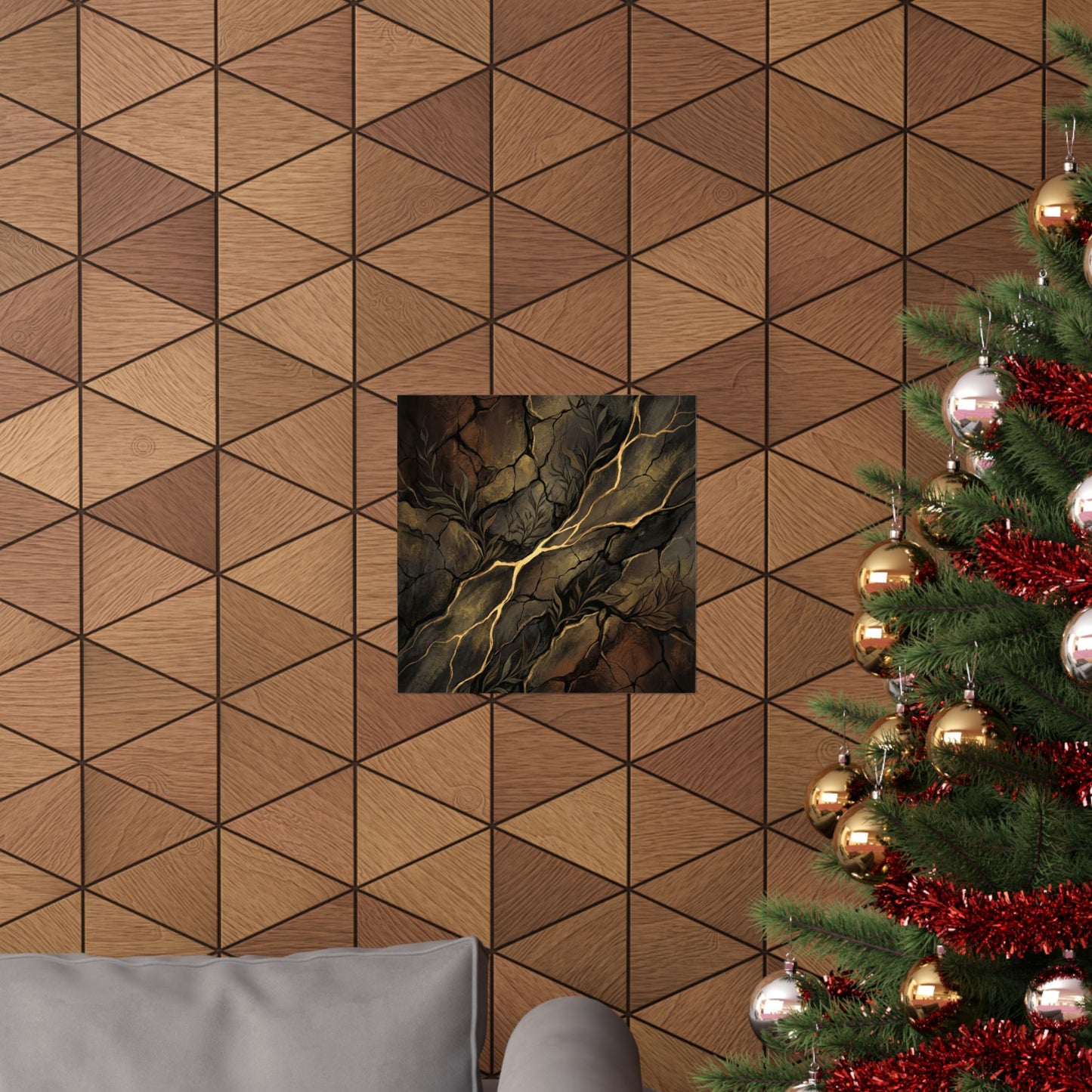 Bold Cracked Earth Wall Art Print - Charcoal Ink Dark Japandi