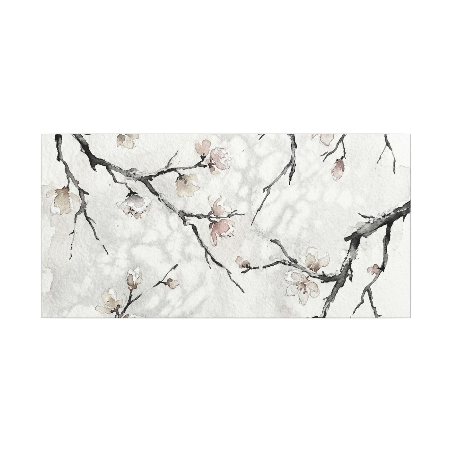 Cherry Blossom Canvas Art | Winter Japandi Watercolor Art